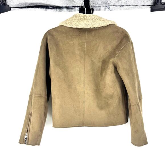 Zara Basic Suede Shearling Moto Jacket in Brown - Picture 2 of 3